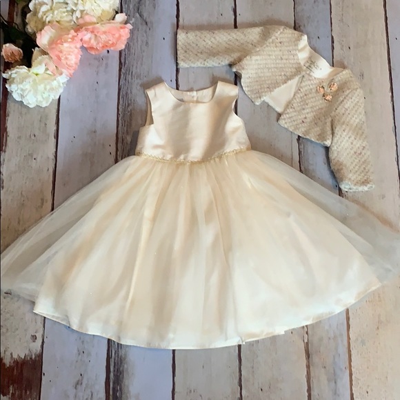 Pippa and Julie cream dress with cardigan - Picture 1 of 8